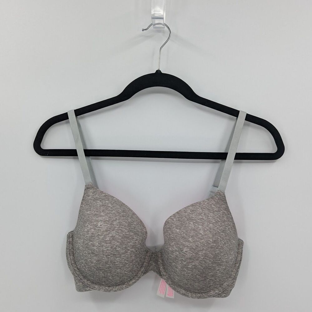 Victoria's Secret PINK Bra Women's 32DD Gray Heather T-shirt Lightly Lined